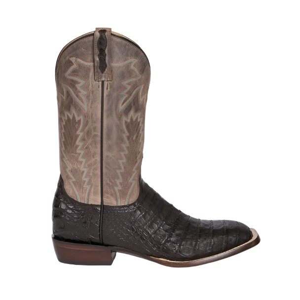 Caiman Belly Square Toe Boot - Chocolate