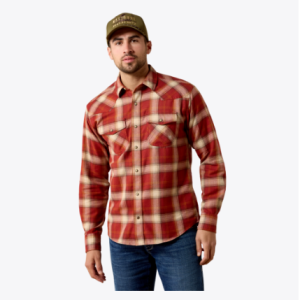 Retro Hatford Fitted Snap Shirt - Rosewood Plaid