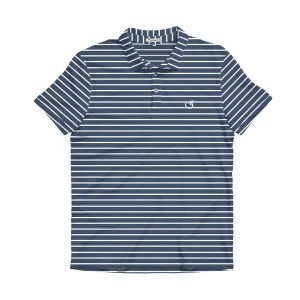 Navy & White Camellia Cotton Lyocell Polo