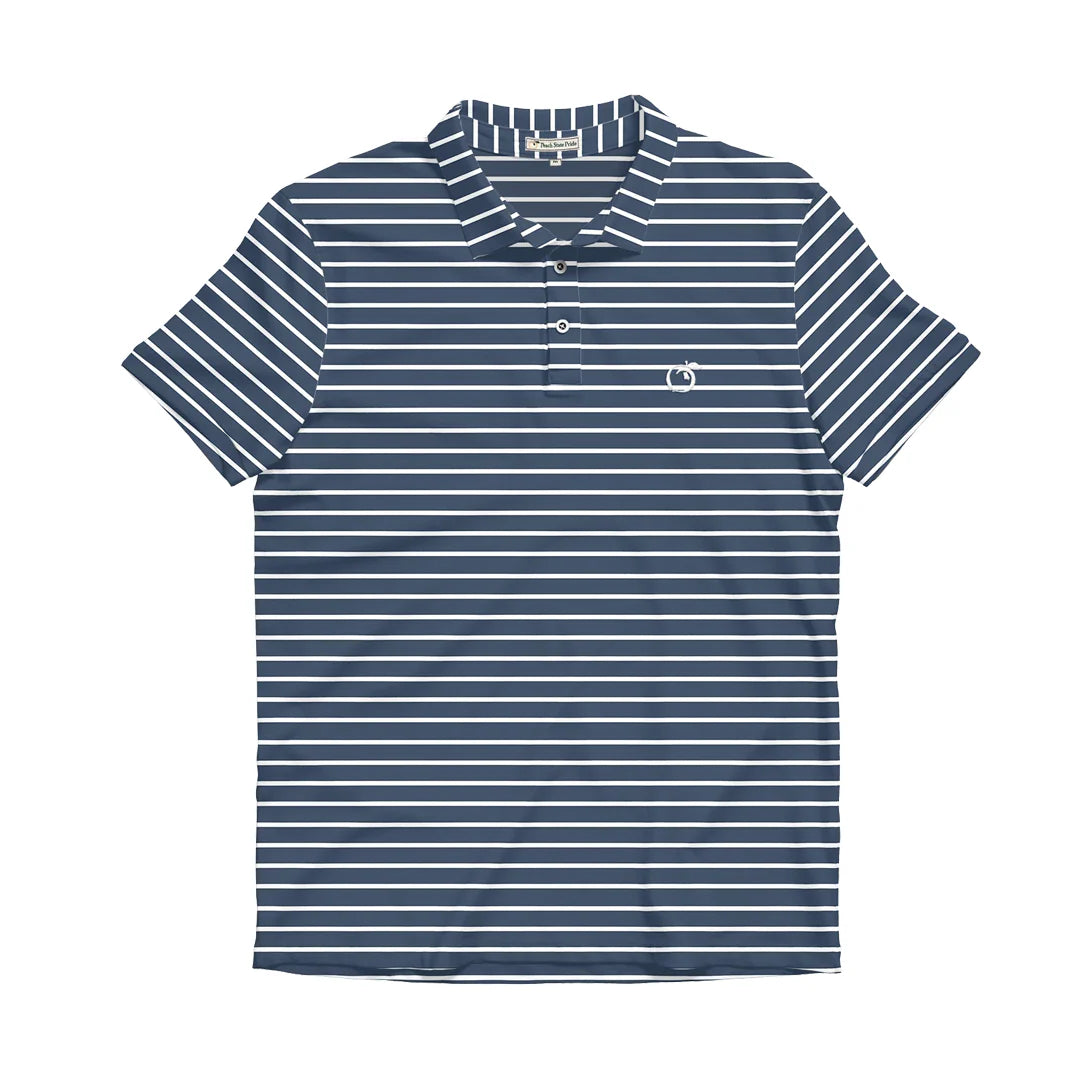Navy & White Camellia Cotton Lyocell Polo