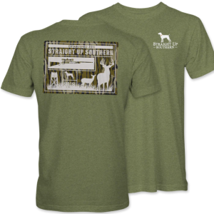 Buck Camo Patch T-Shirt – Straight Up Southern | Heather Military Green