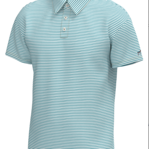 Youth Morgan Stripe Performance Polo - Coastal Water White