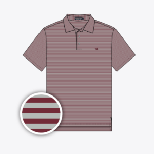 Bermuda Performance Polo - Meadowood Stripe - Maroon & Gray