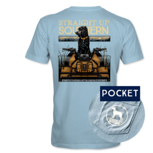 Straight Up Southern Boykin 4-Wheeler Men's Pocket T-Shirt – Chambray