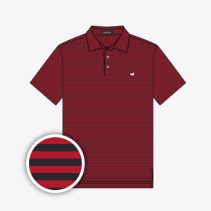 Bermuda Performance Polo - Meadowood Stripe - Red & Black