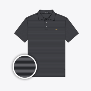 Bermuda Performance Polo - Meadowood Stripe - Black and Dark Gray