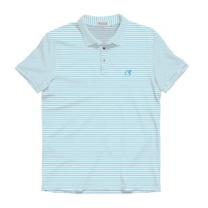 Horizon Blue & White Heathered Drift Stripe Performance Polo