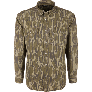Cinco Ranch Western Solid Acid Wash Long Sleeve Shirt - Mossy Oak Bottomland