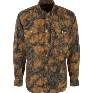 Cinco Ranch Western Solid Acid Wash Long Sleeve Shirt - Mossy Oak Fall Foliage