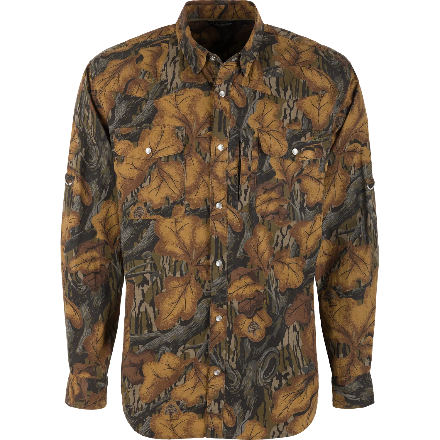 Cinco Ranch Western Solid Acid Wash Long Sleeve Shirt - Mossy Oak Fall Foliage