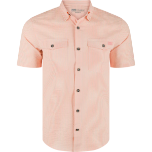 Frat BD Seersucker Striped Shirt - Peach Pearl