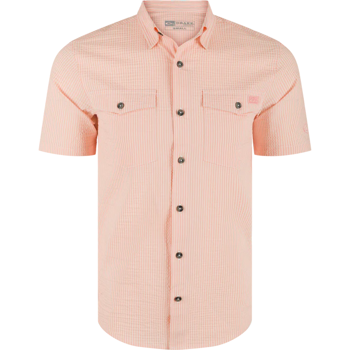 Frat BD Seersucker Striped Shirt - Peach Pearl