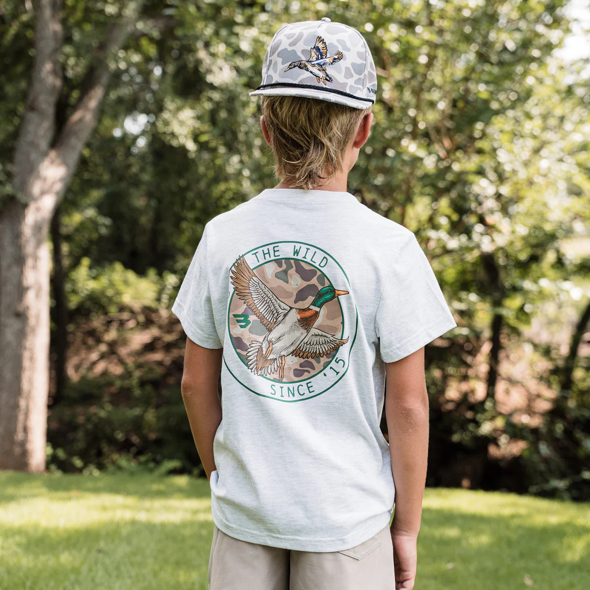 Youth SS Tee - Camo Mallard Duck - Heather Ash Grey - Image 5