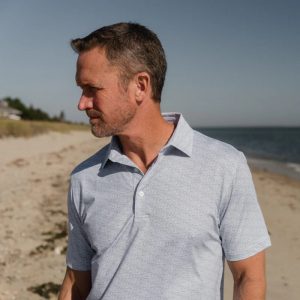 Great White Printed Performance Polo - Ice Blue
