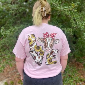 Cow Love Tee - Pink
