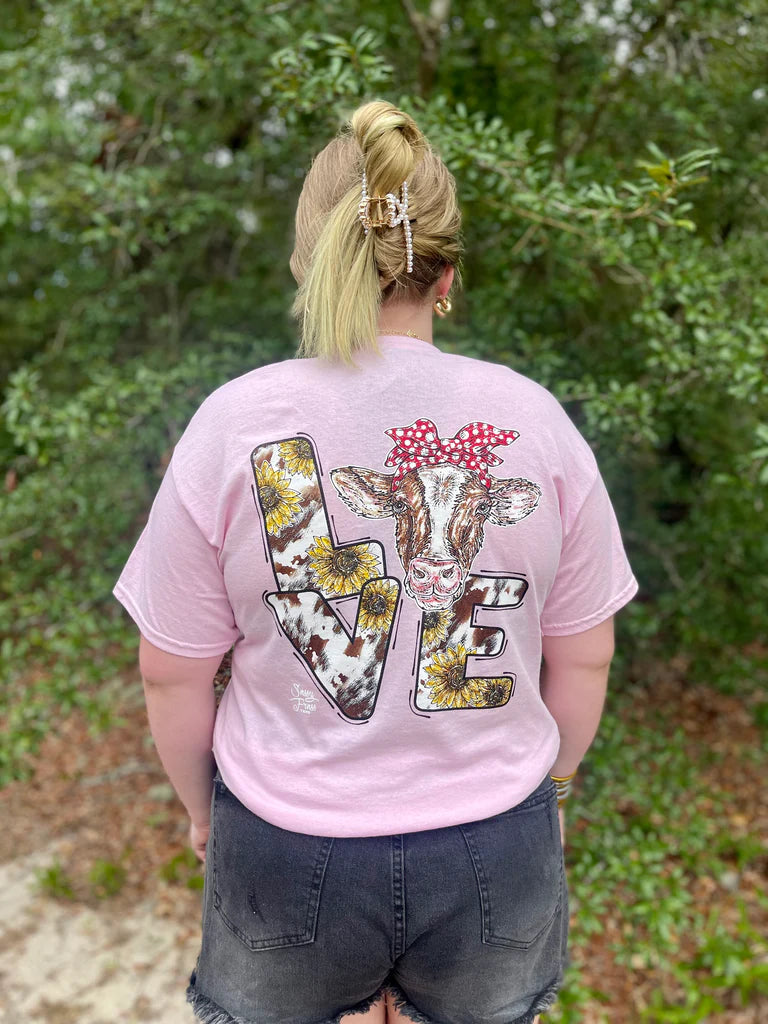 Cow Love Tee - Pink