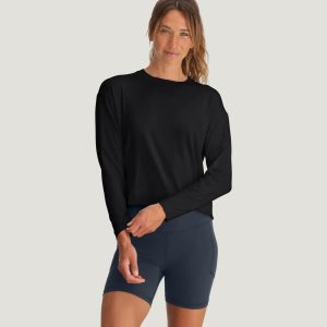Women's Bamboo Shade Crossover Long Sleeve - Black