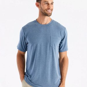 Men's Bamboo Flex Pocket Tee - Heather Deepwater