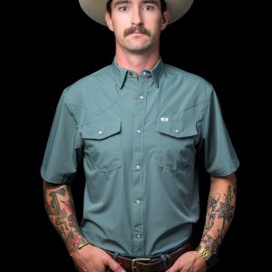 CORE - Men's Aqua Short Sleeve Pearl Snap Shirt
