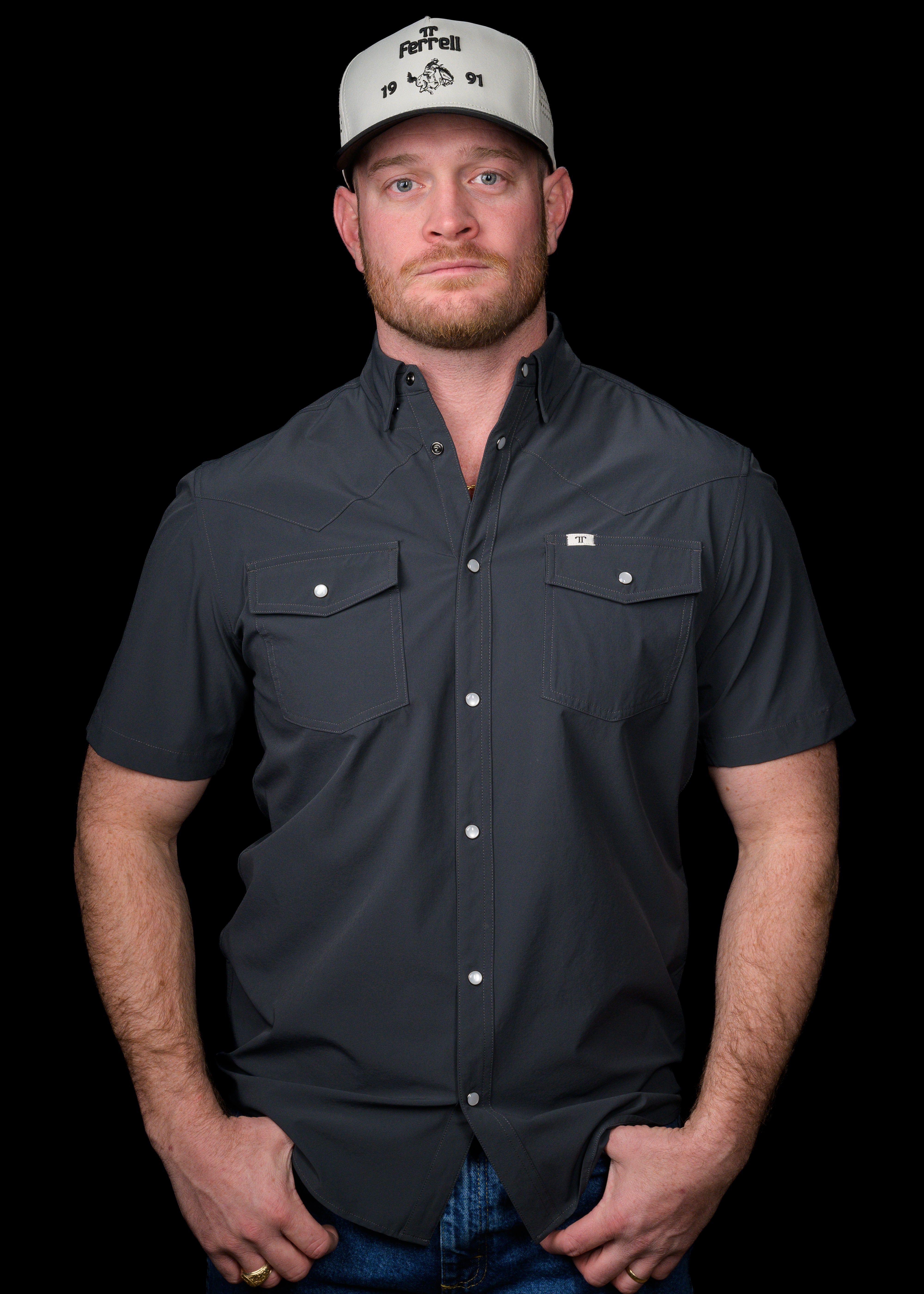 CORE - Men's Grey Short Sleeve Pearl Snap Shirt