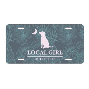 LG Pink Localflage Dog & Moon License Plate - Blue