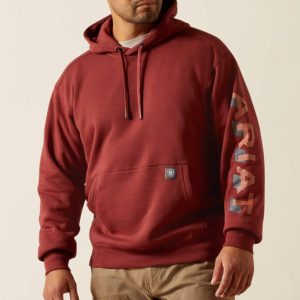 Rebar Lightweight Logo Hoodie - Madder Brown