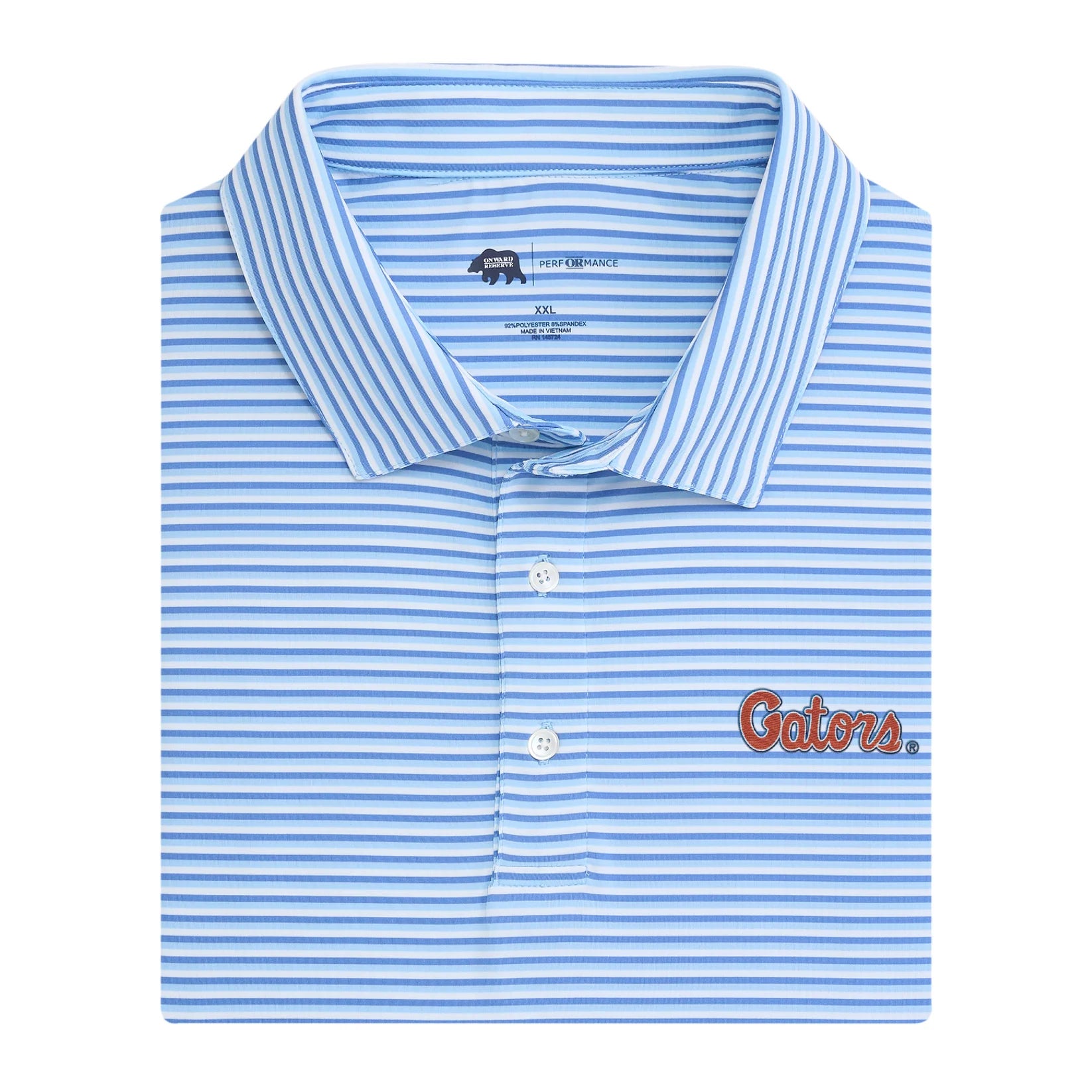 Florida Gators Script Tri Stripe Performance Polo - Blue Horizon