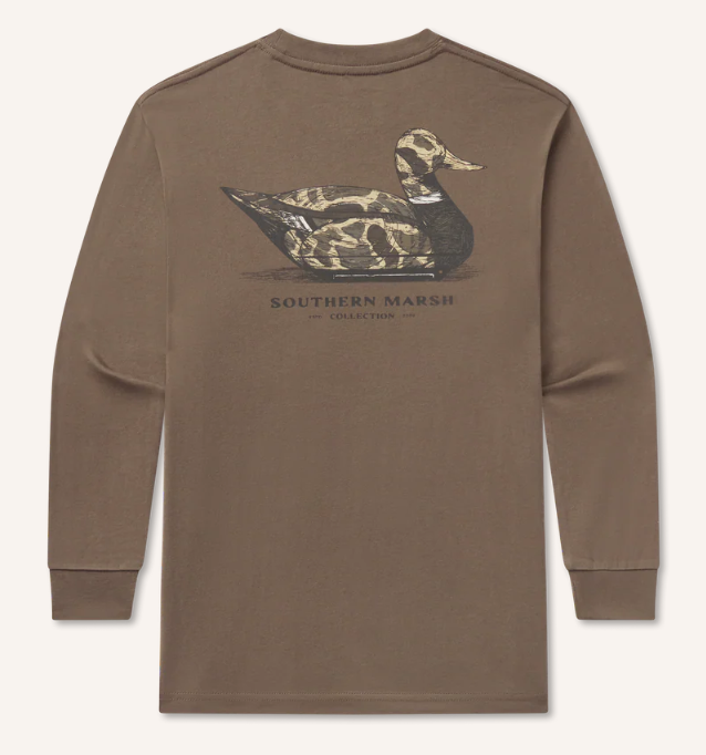 Youth Vintage Camo Duck Decoy LS Tee- Carajillo Brown - Image 2