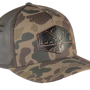 5 Panel Brown Camo Buck Patch Hat