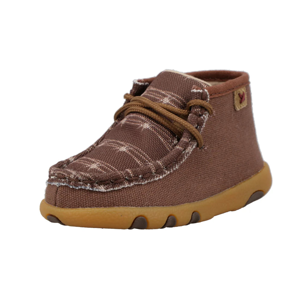 Chukka Driving moc - Dark Brown and White