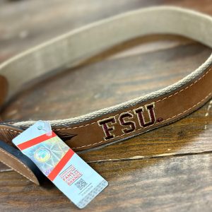 FSU Tan Leather Embroidered Belt