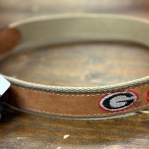 UGA Tan Leather Embroidered Belt
