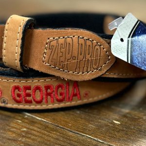 UGA Oval G Tan and Black Embroidered Belt