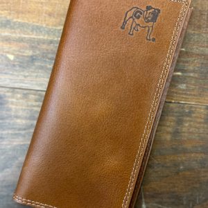 Tan Secretary Wallet - Embossed Standing Bulldog