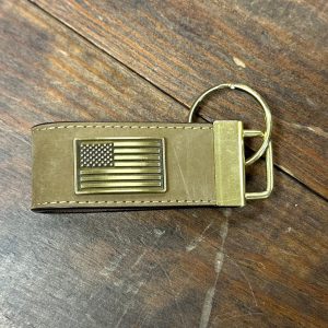 Crazyhorse Leather Key Fob - USA Flag Concho
