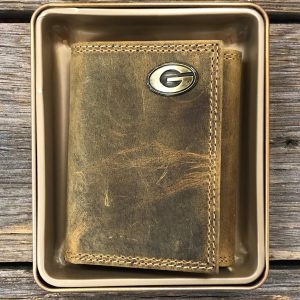UGA Vintage Tan Tri-Fold Wallet