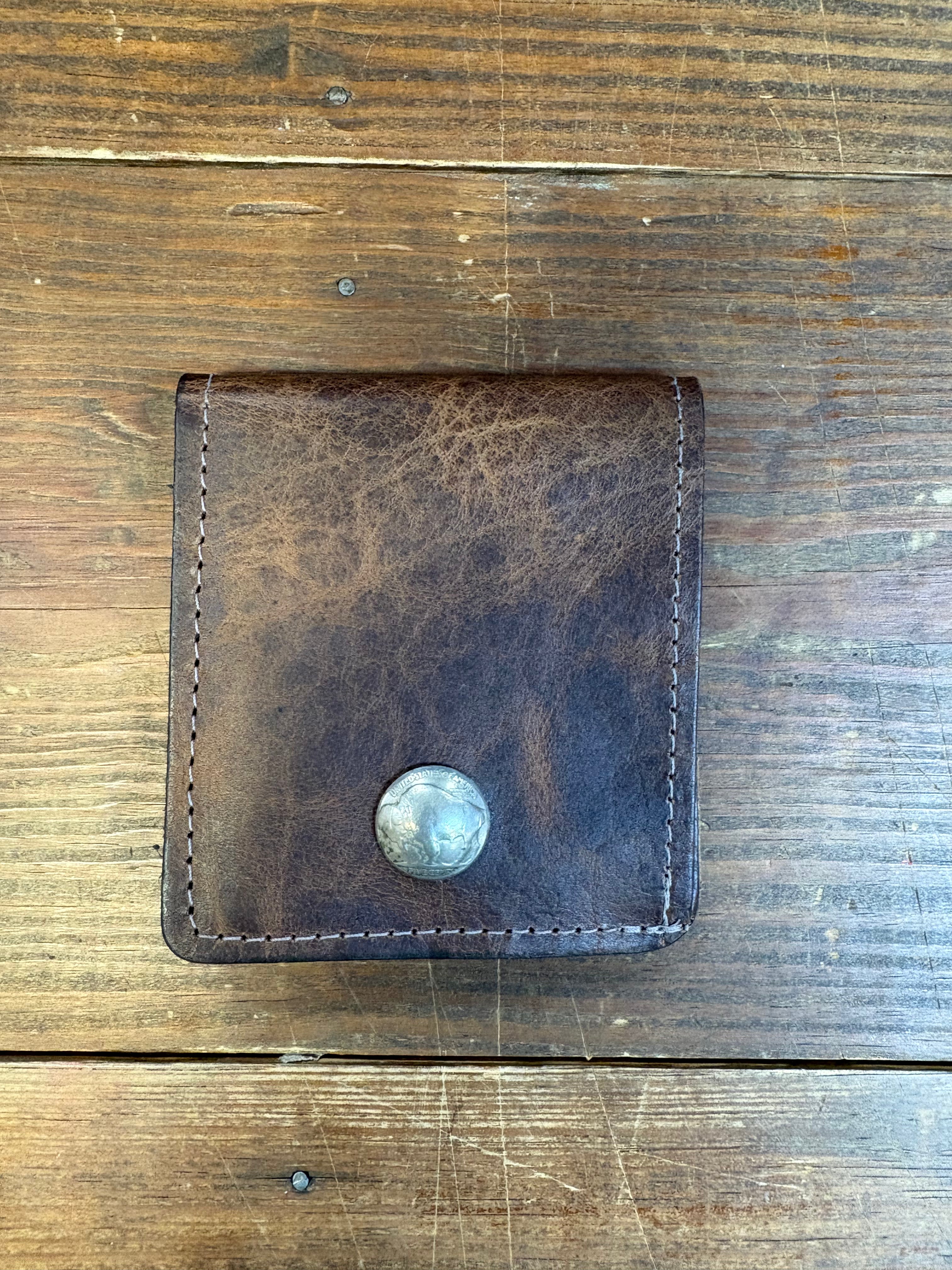 Bison Bifold Wallet- Wrinkled Brown