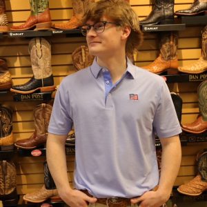 USA Flag Performance Polo - Ocean/White Stripe