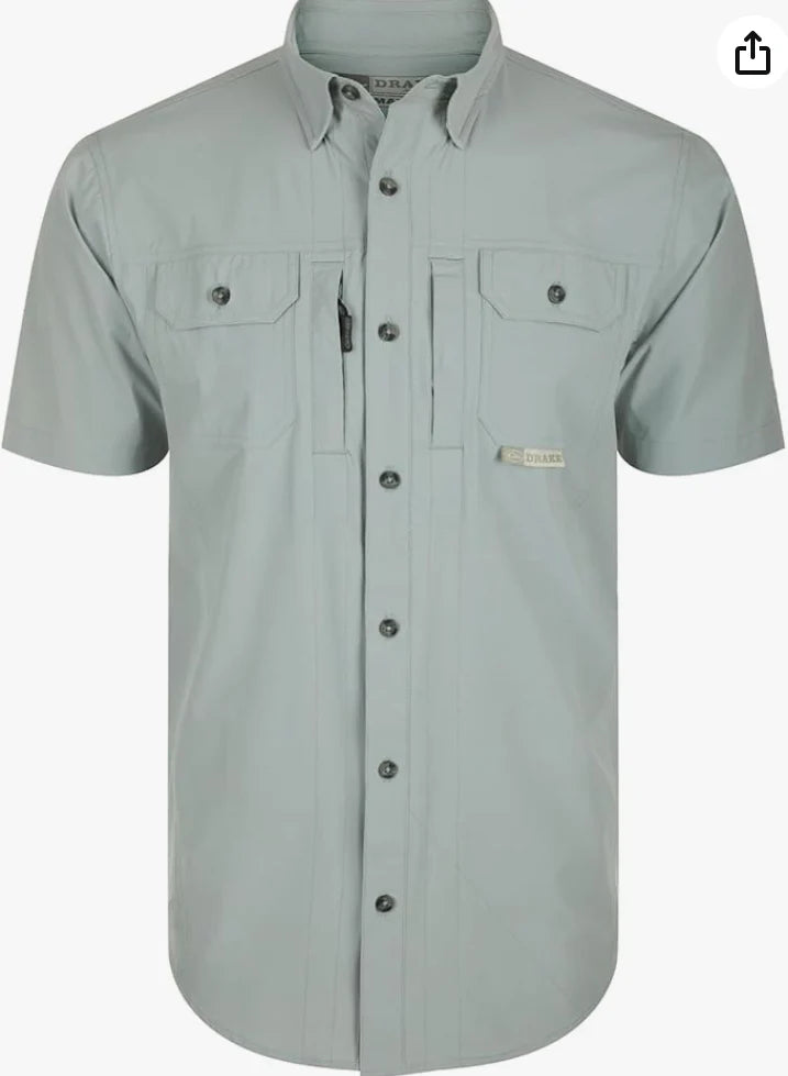 Wingshooter Trey Cross Hatch Short Sleeve Shirt-Quarry
