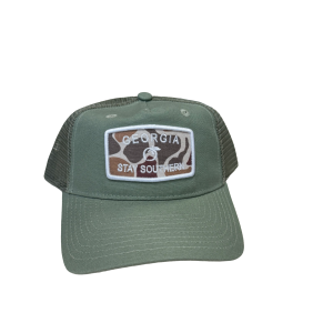 Georgia Emblem Patch Mesh Back Trucker Hat - Olive & Old School Camo
