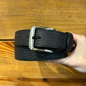 Richland - 1.5” Genuine Bison Scalloped Overlay Black Belt