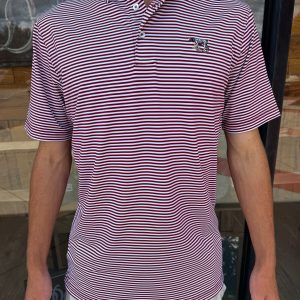 Pointer Performance Stripe Polo - Crimson/White