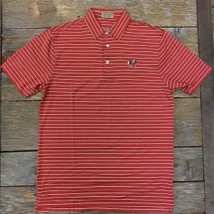 UGA Performance Polo - Red/Tan Stripe