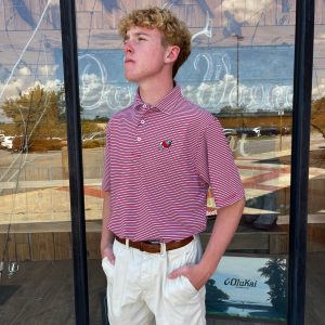 Varsity Stripe Performance Polo - Red, White & Black