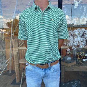 Mallard Performance Stripe Polo - Green/White