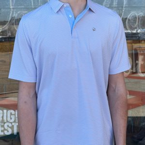 Cotton Performance Polo - Cornflower/Pink/White