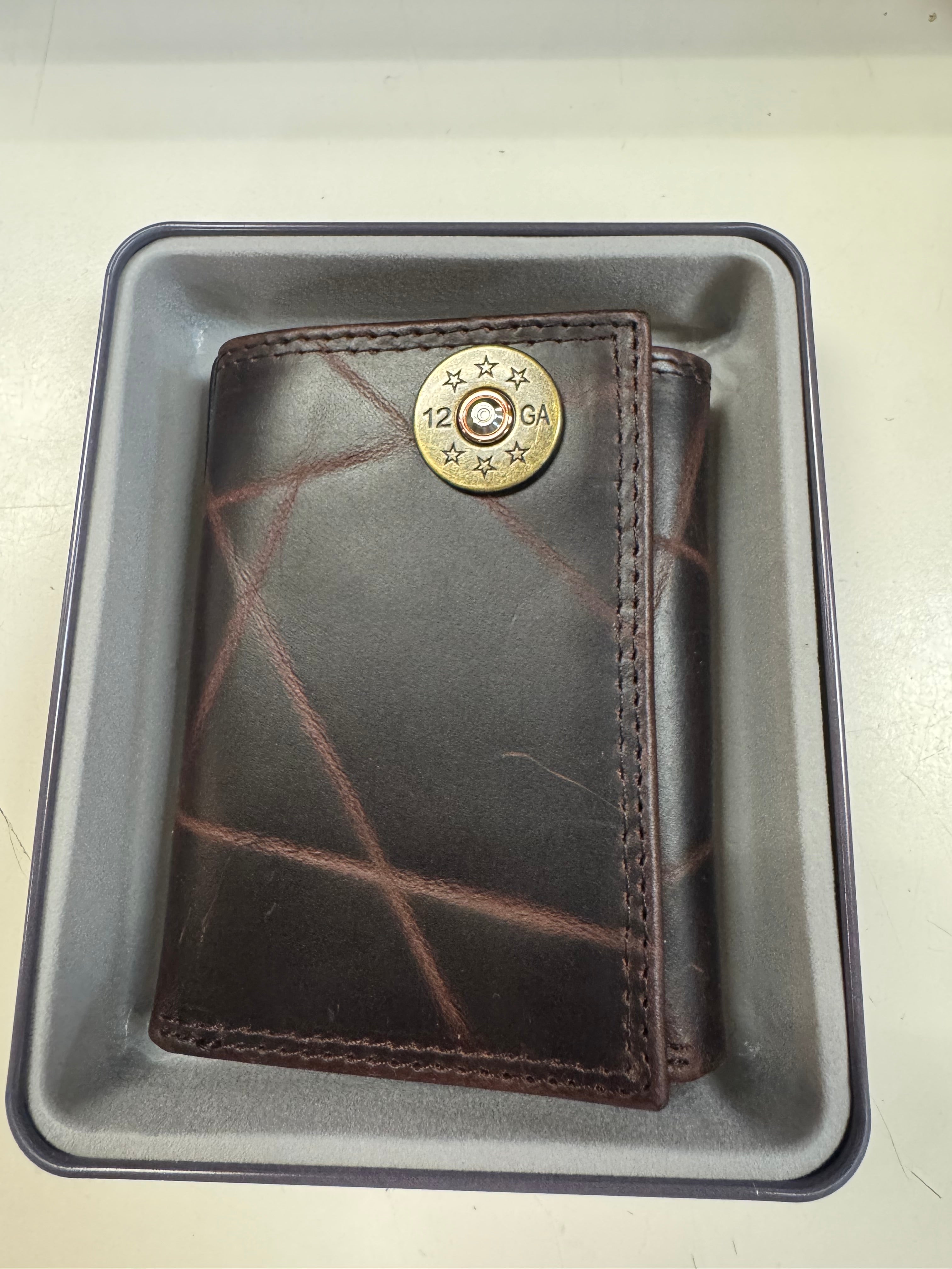 Wrinkle Leather Trifold Wallet - Shotshell Concho