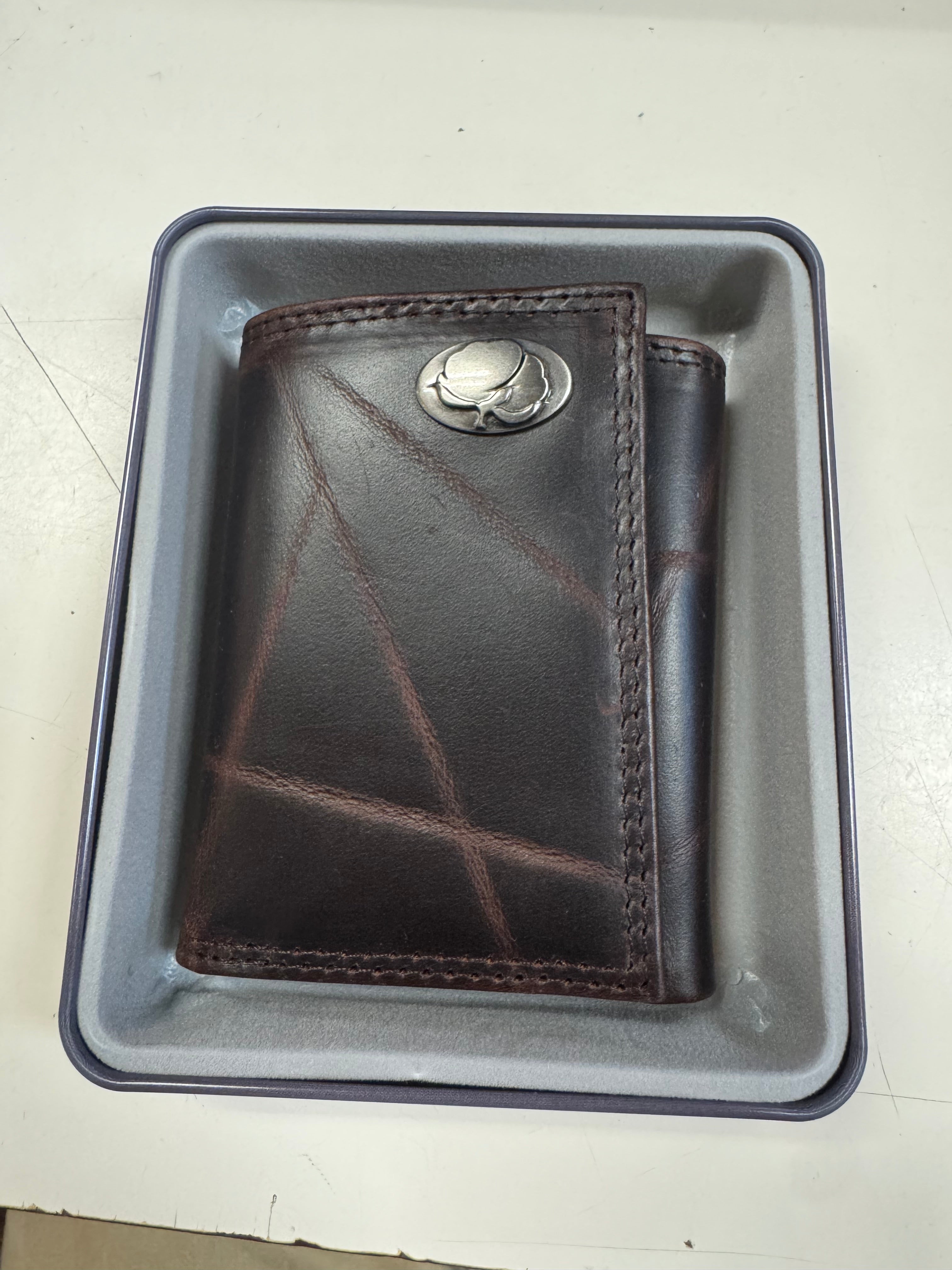 Wrinkle Leather Trifold Wallet - Cotton Concho