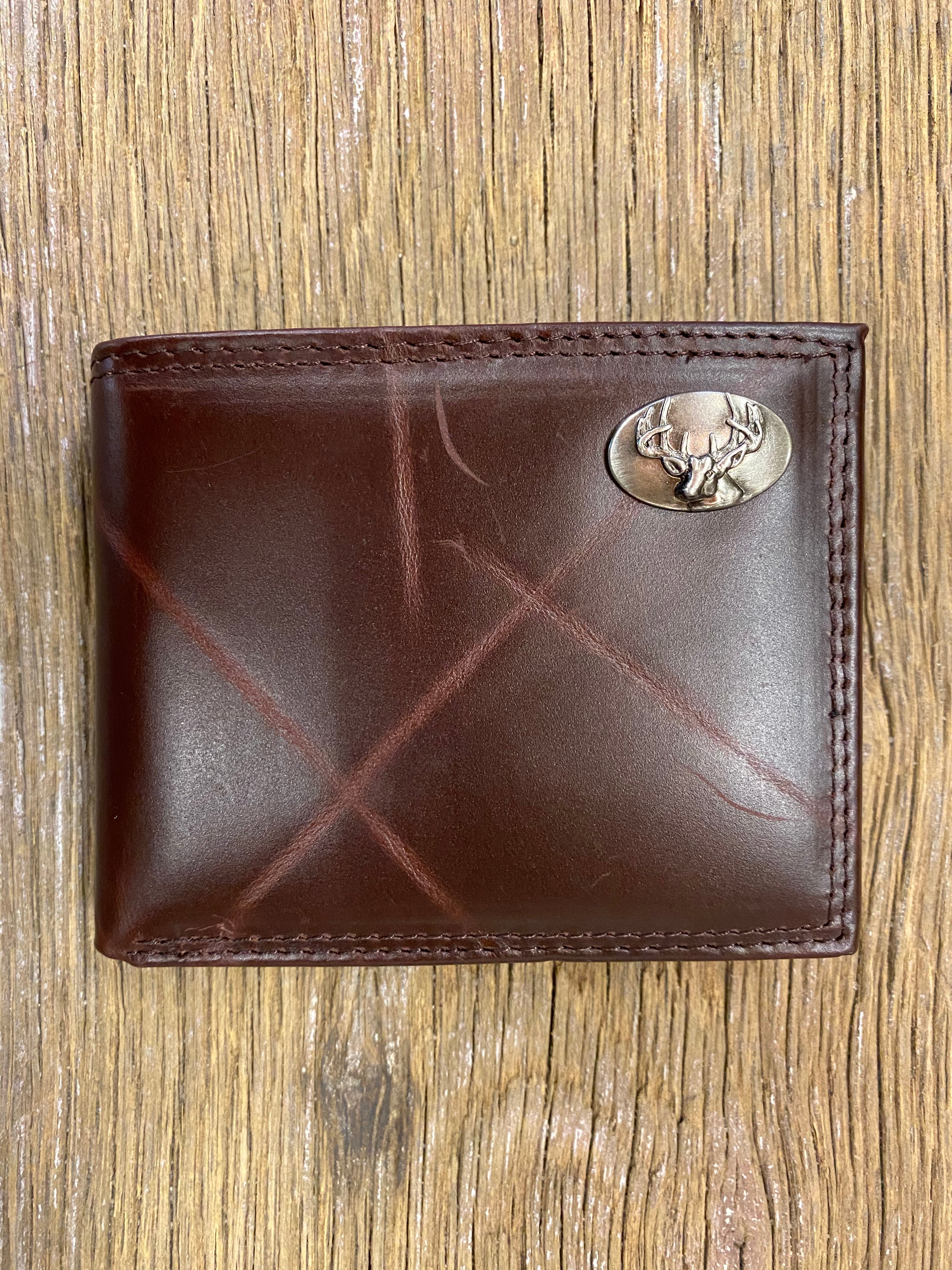Wrinkle Leather Bifold Wallet - Buck Concho