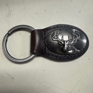 Brown Oval Buck Concho Key Fob